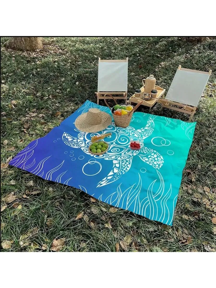 1pc Delicate Pattern Picnic Mat: Couple Beach Tour&Picnic Adventure&Adjective&Romantic Date&Lightweight, Waterproof & Sandproof Beach Towel