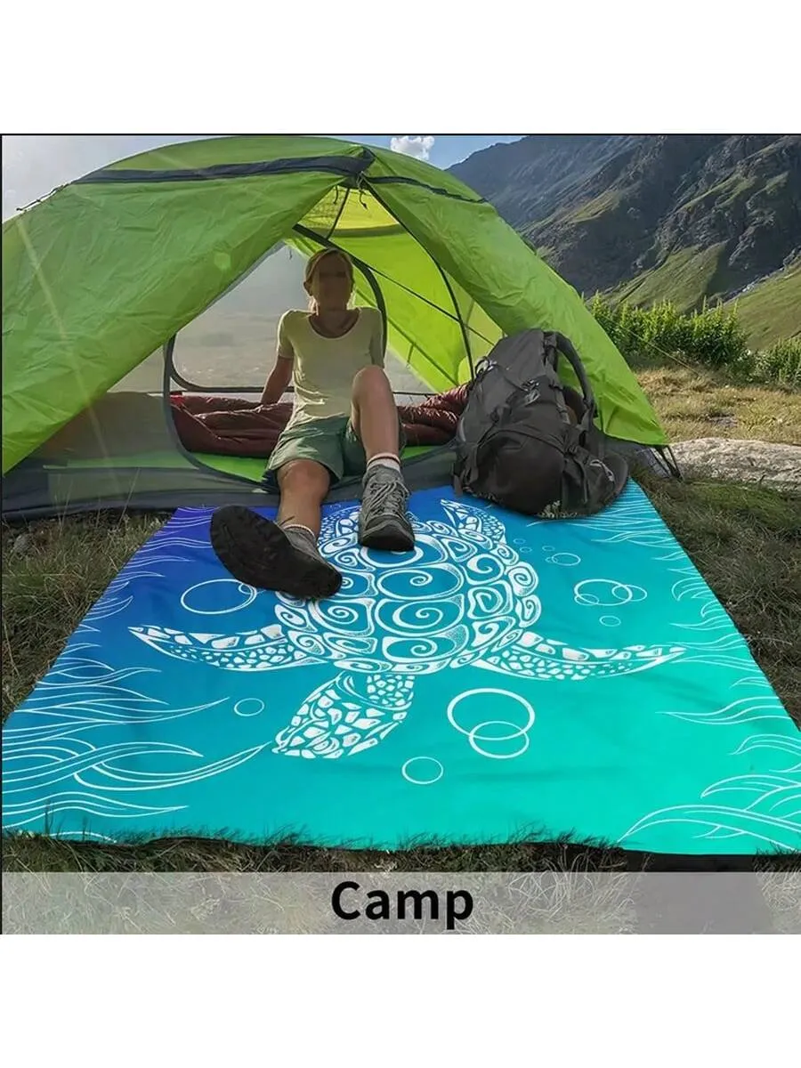 1pc Delicate Pattern Picnic Mat: Couple Beach Tour&Picnic Adventure&Adjective&Romantic Date&Lightweight, Waterproof & Sandproof Beach Towel