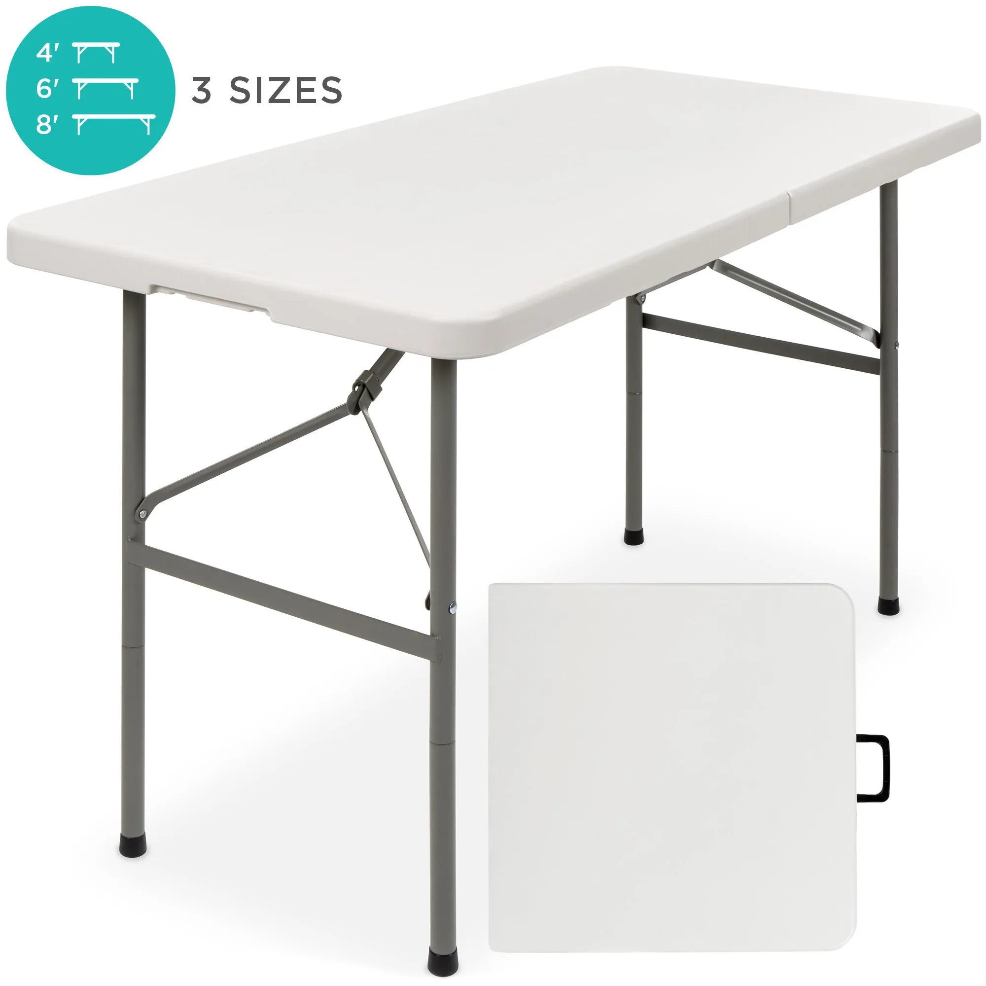 4ft Portable Folding Plastic Dining Table w/ Handle, Lock