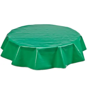 68" Round Oilcloth Tablecloth in Solid Green