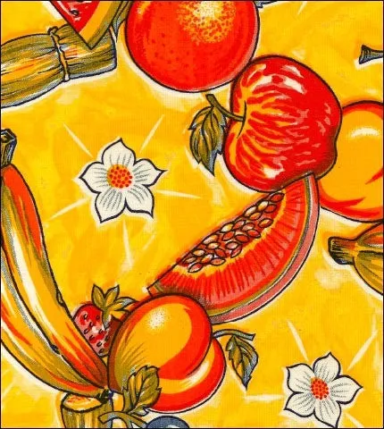 68" Round Oilcloth Tablecloth in Sugarcane Yellow