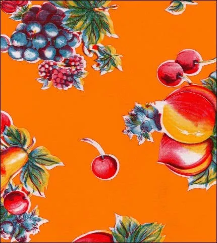 68" Round Oilcloth Tablecloths in Retro Orange