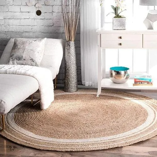 AR ANTIQUE RUGS Handmade Jute Rug For Living Room, Jute Round Floor Mat, Rugs for Living Room, Jute Centre Table Carpet