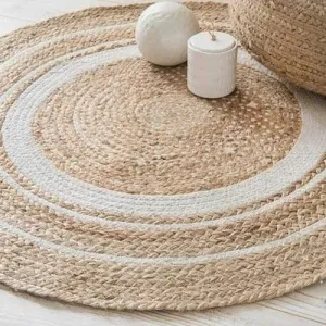 AR ANTIQUE RUGS Handmade Jute Rug For Living Room, Jute Round Floor Mat, Rugs for Living Room, Jute Centre Table Carpet