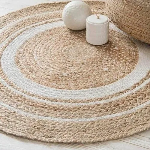 AR ANTIQUE RUGS Handmade Jute Rug For Living Room, Jute Round Floor Mat, Rugs for Living Room, Jute Centre Table Carpet