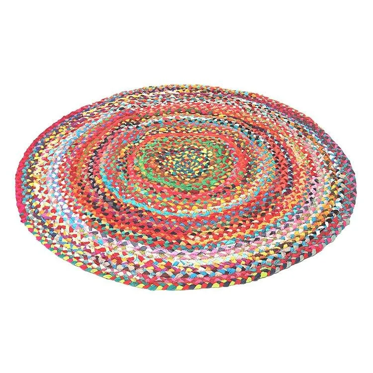 Ar Antique Rugs Handwoven Cotton Rug for Living Room, Jute Round Floor Mat, Rugs for Living Room, Jute Centre Table Carpet-4 x 4 FT
