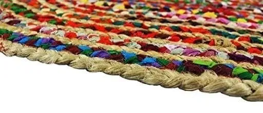 Ar Antique Rugs Handwoven Jute  & Cotton Rug For Living Room, Jute Round Floor Mat, Rugs For Living Room, Jute Rug For Centre Table