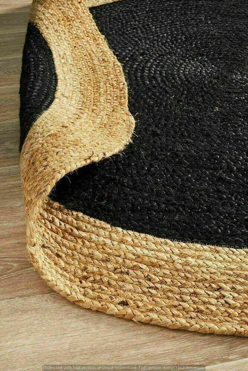 Ar Antique Rugs Handwoven Jute  Rug for Living Room, Jute Round Floor Mat, Rugs for Living Room, Jute Centre Table Carpet