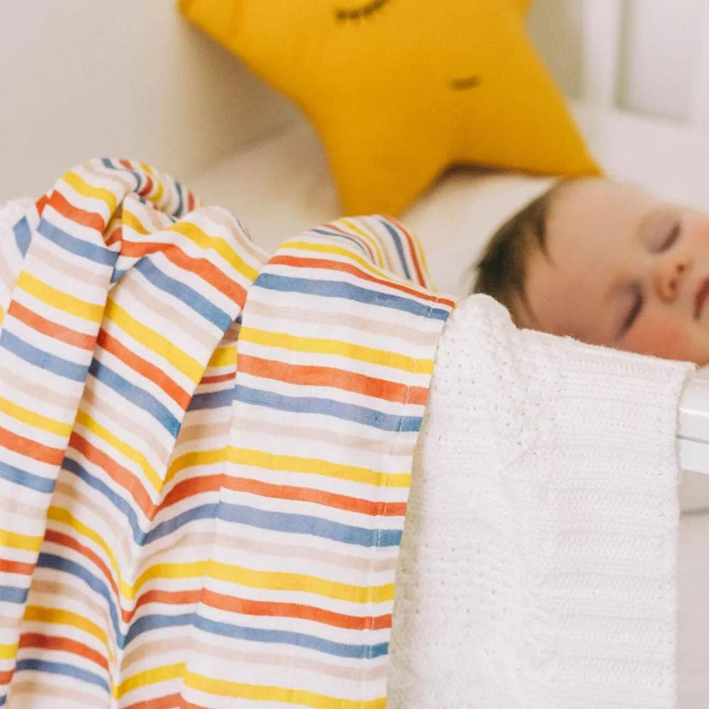 Beach Born Salcombe Ltd - Rainbow Stripe Muslin Blanket