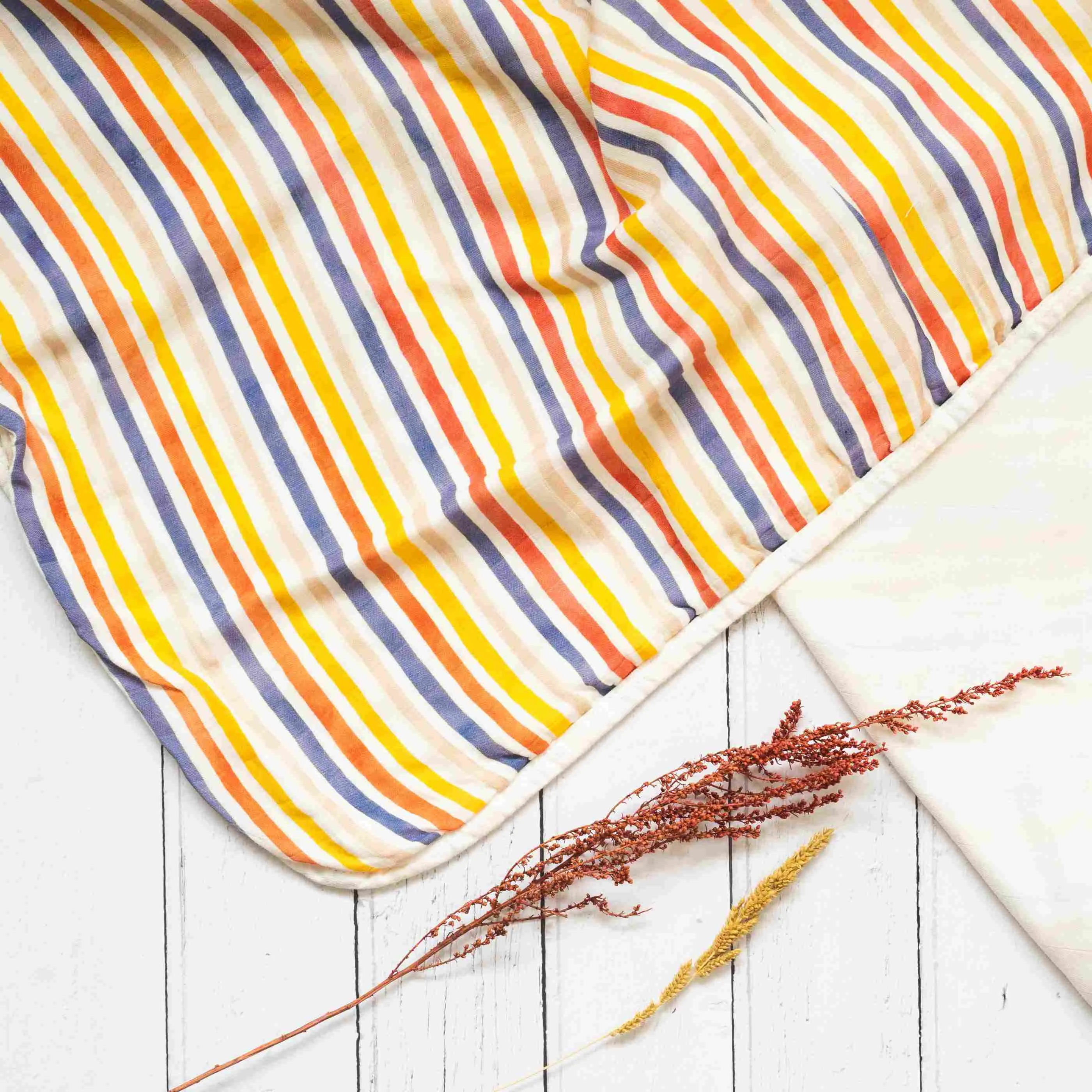 Beach Born Salcombe Ltd - Rainbow Stripe Muslin Blanket