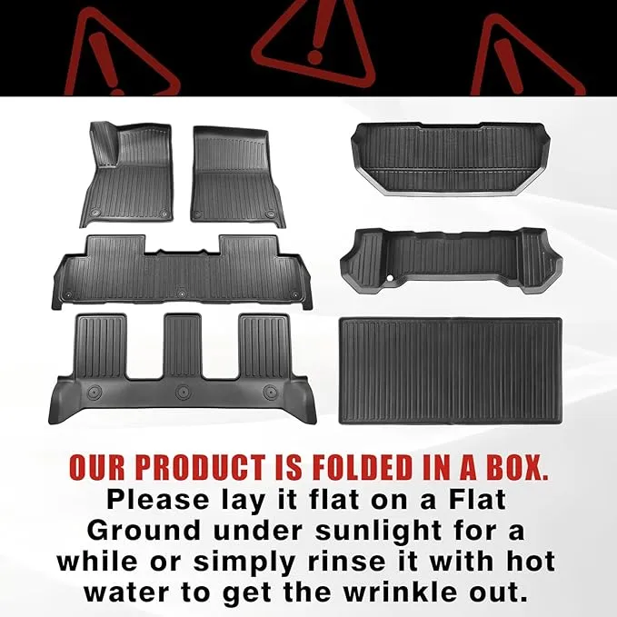 BestEvMod Compatible with Rivian R1S All Weather Cargo Liners Frunk Mat&Floor Mats&Trunk Mat Set Anti-Slip 3D Pattern TPE Waterproof Non-Slip 2022-2024 Accessories (R1S-Frunk Mat Floor Mat Trunk Mat)