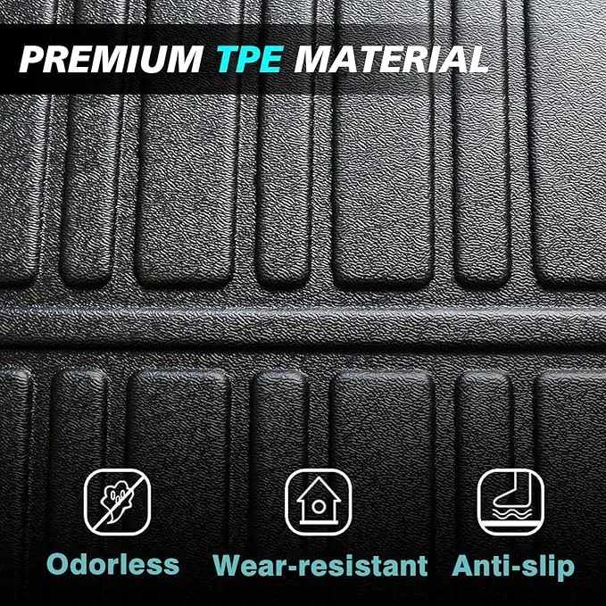 BestEvMod Compatible with Rivian R1S All Weather Cargo Liners Frunk Mat&Floor Mats&Trunk Mat Set Anti-Slip 3D Pattern TPE Waterproof Non-Slip 2022-2024 Accessories (R1S-Frunk Mat Floor Mat Trunk Mat)