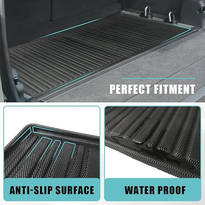 BestEvMod Compatible with Rivian R1S All Weather Cargo Liners Frunk Mat&Floor Mats&Trunk Mat Set Anti-Slip 3D Pattern TPE Waterproof Non-Slip 2022-2024 Accessories (R1S-Frunk Mat Floor Mat Trunk Mat)