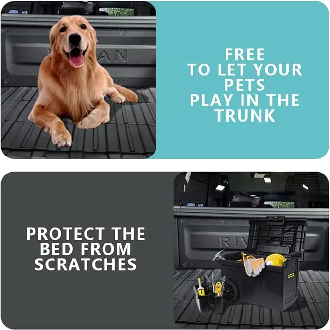 BestEvMod for Rivian R1T Truck Bed Mat Liner Foldable Accessories Pickup Heavyweight Bed Mat All-Weather Protection Compatible with Rivian R1T 2022 2023 2024 Accessories