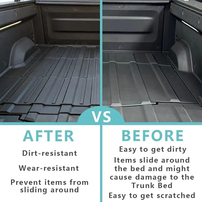 BestEvMod for Rivian R1T Truck Bed Mat Liner Foldable Accessories Pickup Heavyweight Bed Mat All-Weather Protection Compatible with Rivian R1T 2022 2023 2024 Accessories