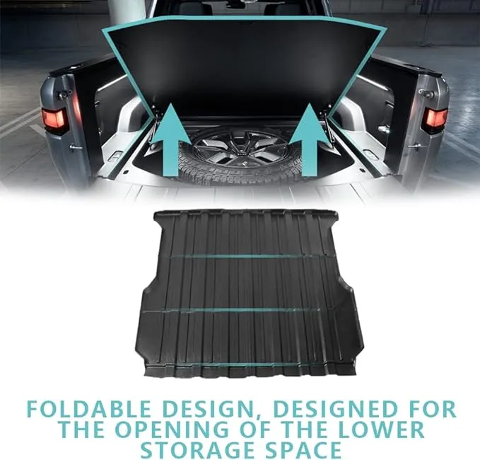 BestEvMod for Rivian R1T Truck Bed Mat Liner Foldable Accessories Pickup Heavyweight Bed Mat All-Weather Protection Compatible with Rivian R1T 2022 2023 2024 Accessories