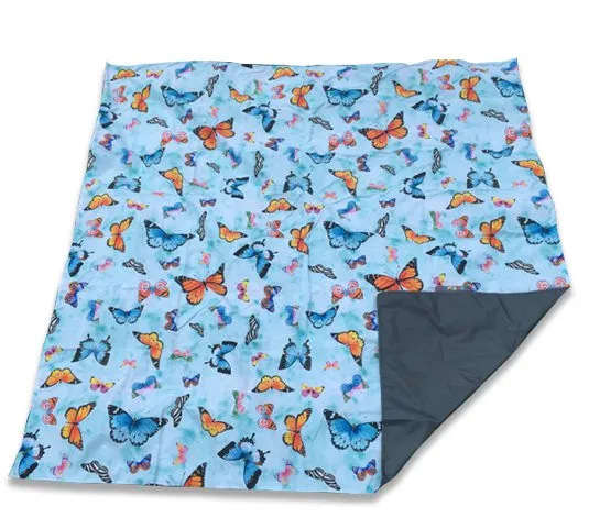 Butterfly Print, Recycled Material Picnic Blanket, Family Size