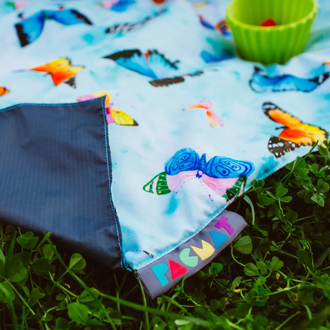 Butterfly Print, Recycled Material Picnic Blanket, Family Size