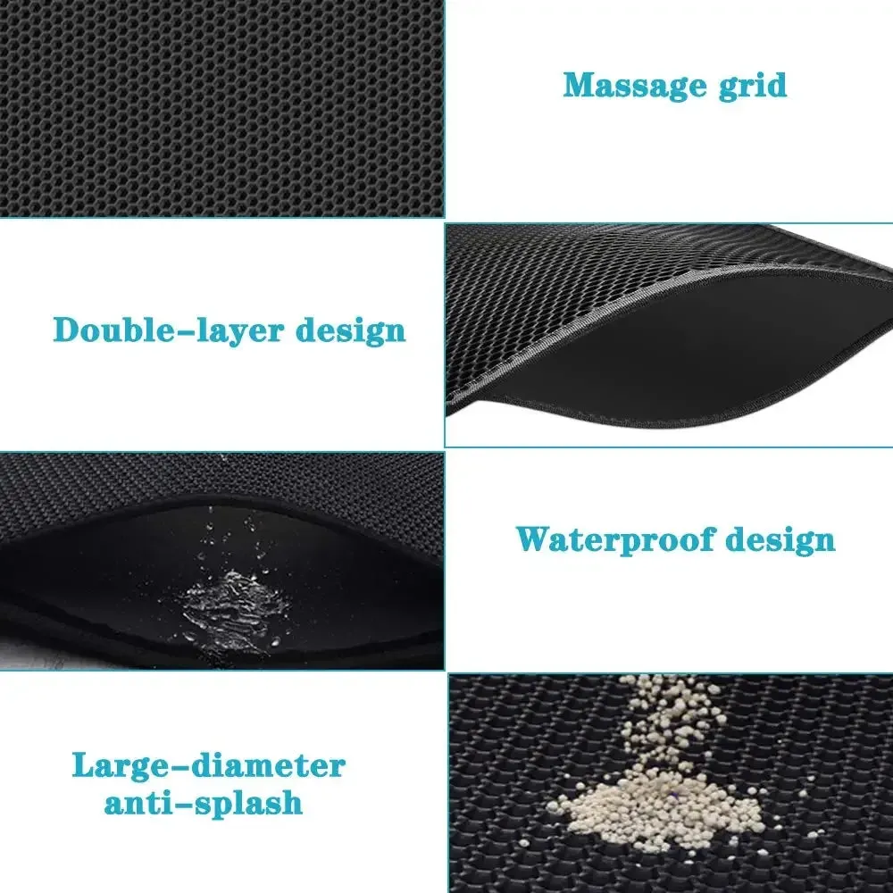 Cat Litter Mat With Double Layer Waterproof Pet Litter Box Mat Non-slip Sand Cat Pad Washable Bed Mat Clean Pad Products