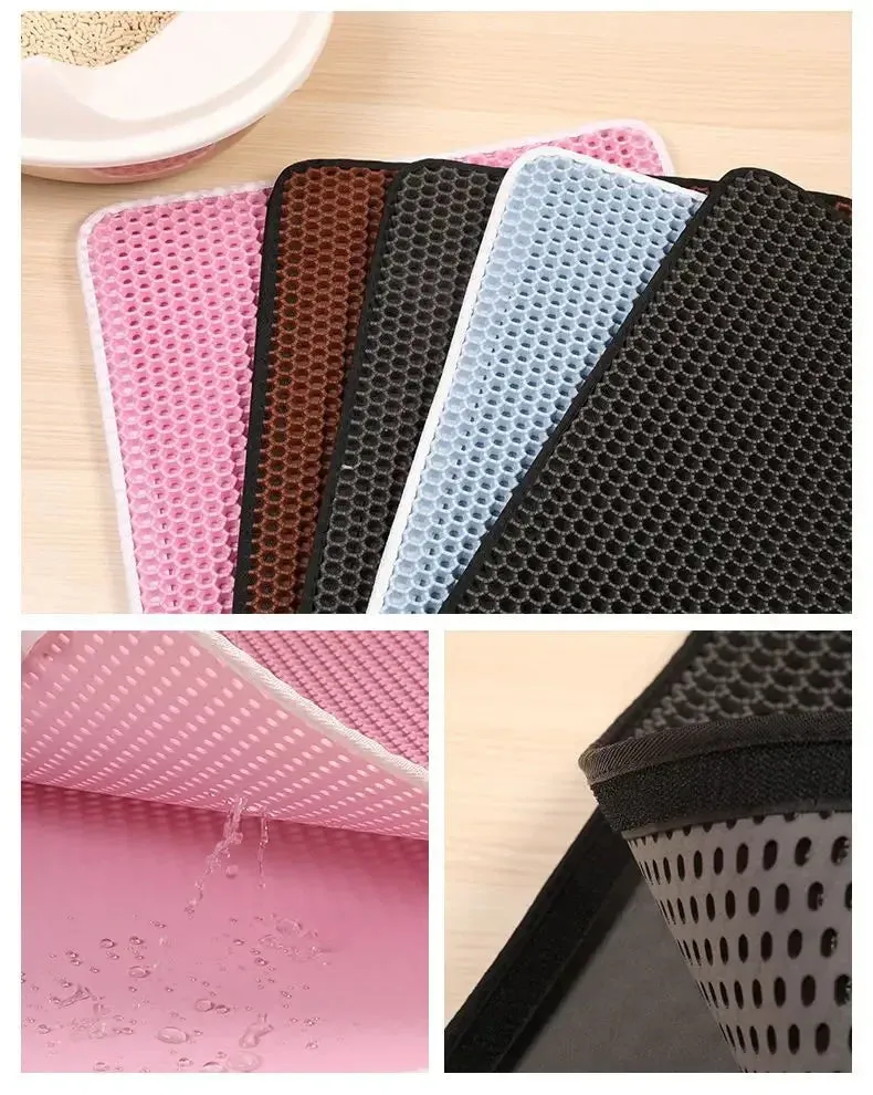 Cat Litter Mat With Double Layer Waterproof Pet Litter Box Mat Non-slip Sand Cat Pad Washable Bed Mat Clean Pad Products