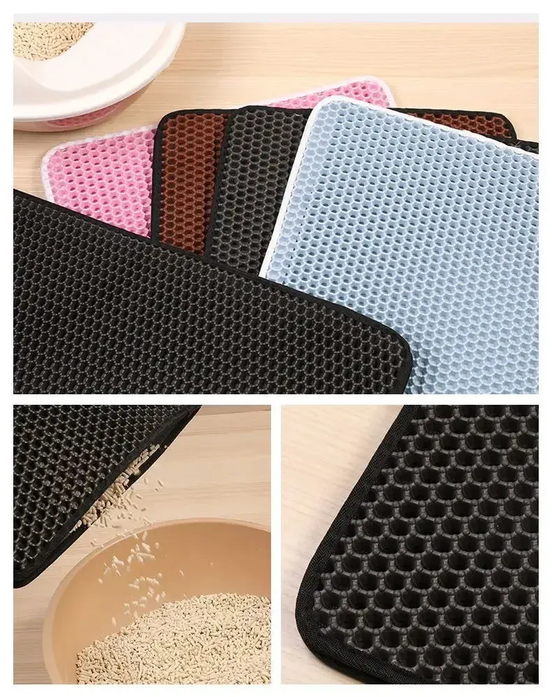 Cat Litter Mat With Double Layer Waterproof Pet Litter Box Mat Non-slip Sand Cat Pad Washable Bed Mat Clean Pad Products