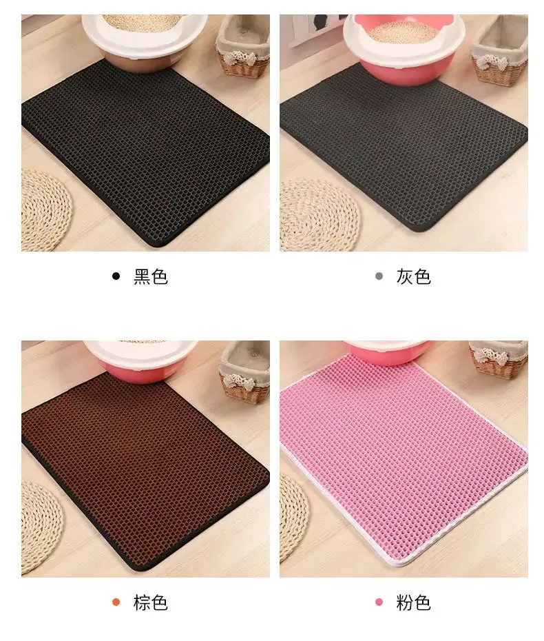 Cat Litter Mat With Double Layer Waterproof Pet Litter Box Mat Non-slip Sand Cat Pad Washable Bed Mat Clean Pad Products