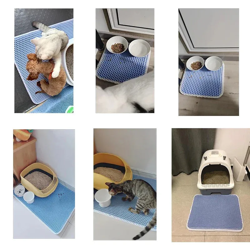 Cat Litter Mat With Double Layer Waterproof Pet Litter Box Mat Non-slip Sand Cat Pad Washable Bed Mat Clean Pad Products