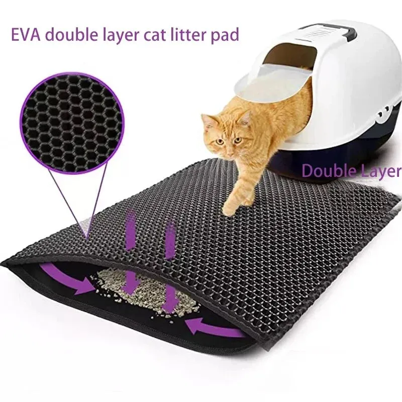 Cat Litter Mat With Double Layer Waterproof Pet Litter Box Mat Non-slip Sand Cat Pad Washable Bed Mat Clean Pad Products