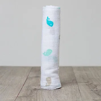 Lulujo Baby™  Baby Whale Muslin Cotton Swaddling Blanket by Mary Meyer