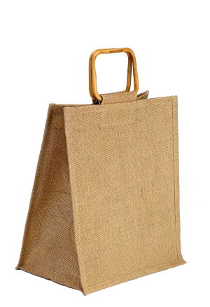 Natural Jute Bottle Bag with Bamboo Handles (35.5 x 31 x 21 cm)