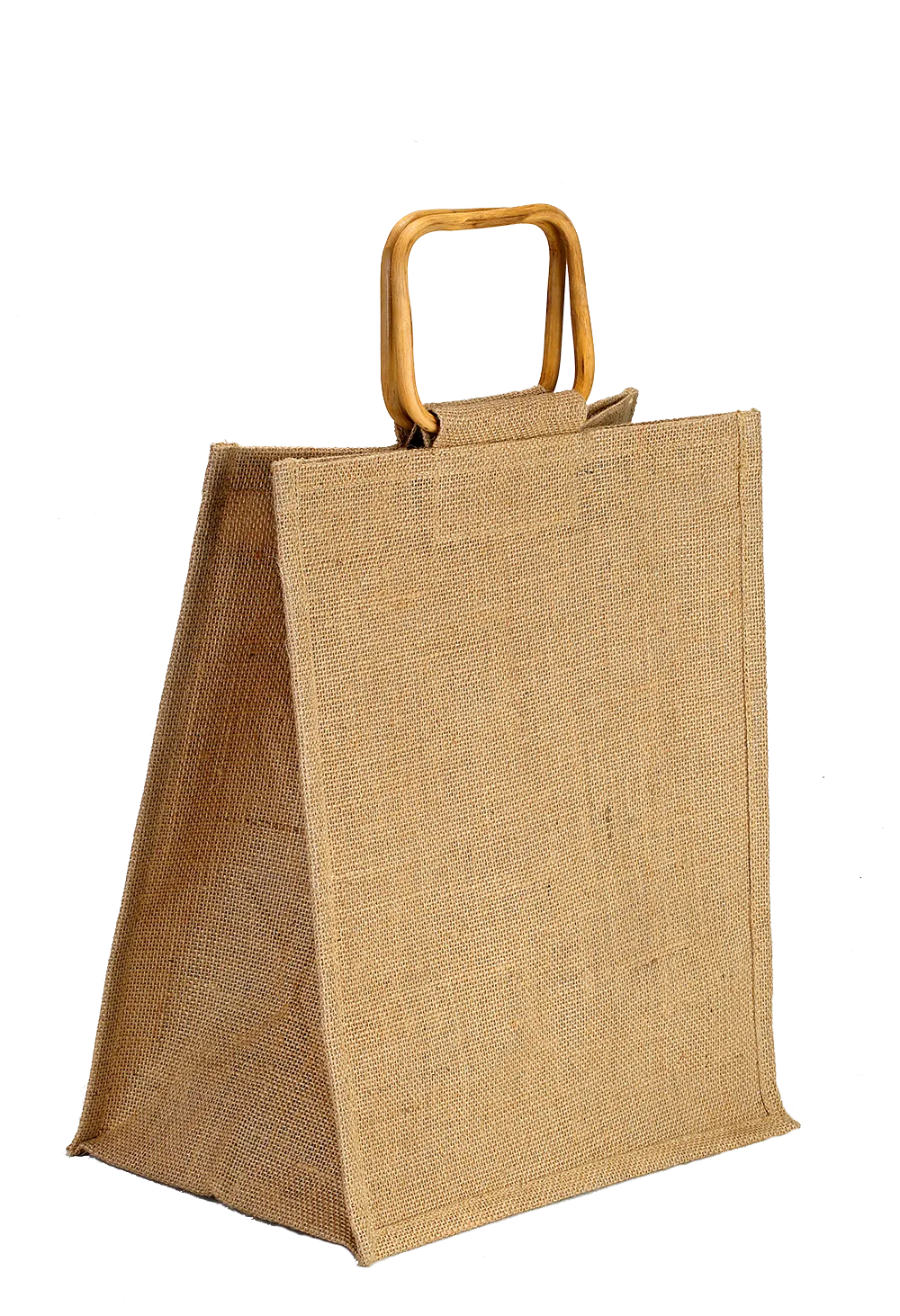 Natural Jute Bottle Bag with Bamboo Handles (35.5 x 31 x 21 cm)