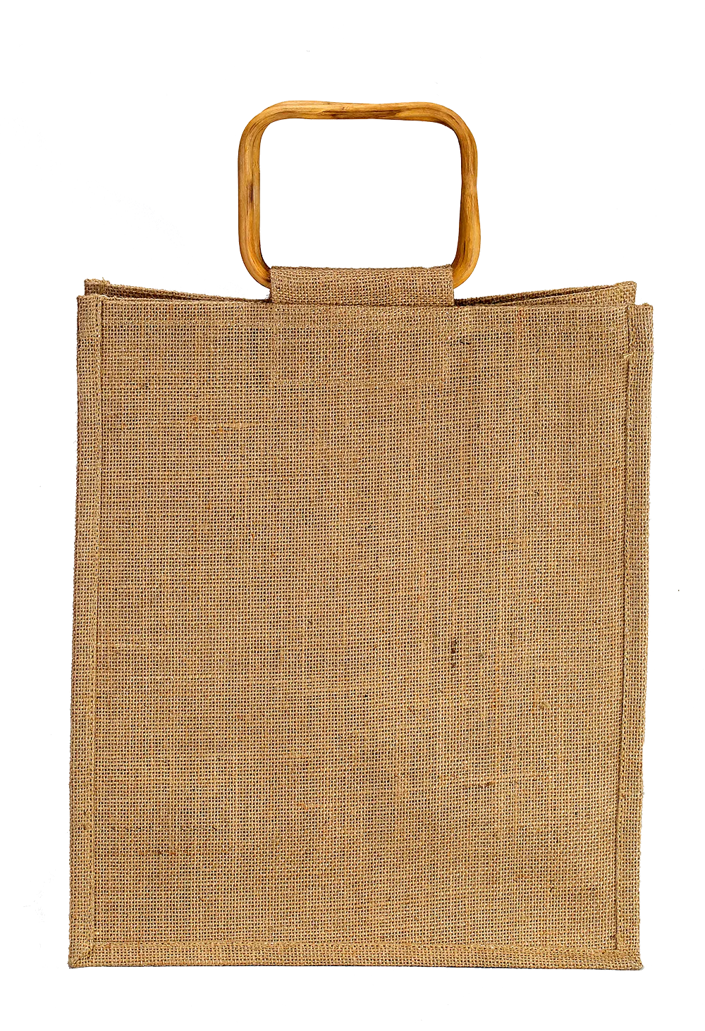 Natural Jute Bottle Bag with Bamboo Handles (35.5 x 31 x 21 cm)