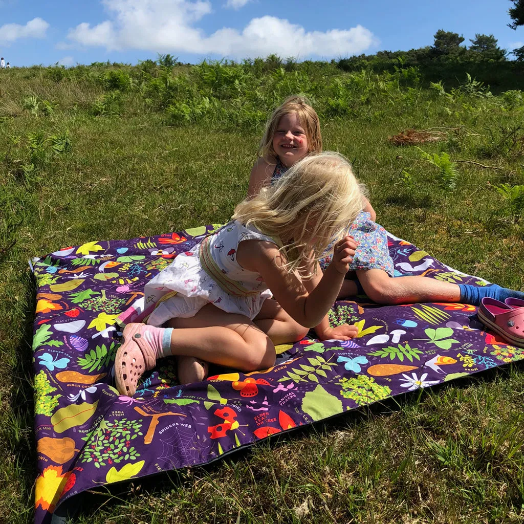 Nature Print, Waterproof Recycled Material Picnic Blanket, Family Size