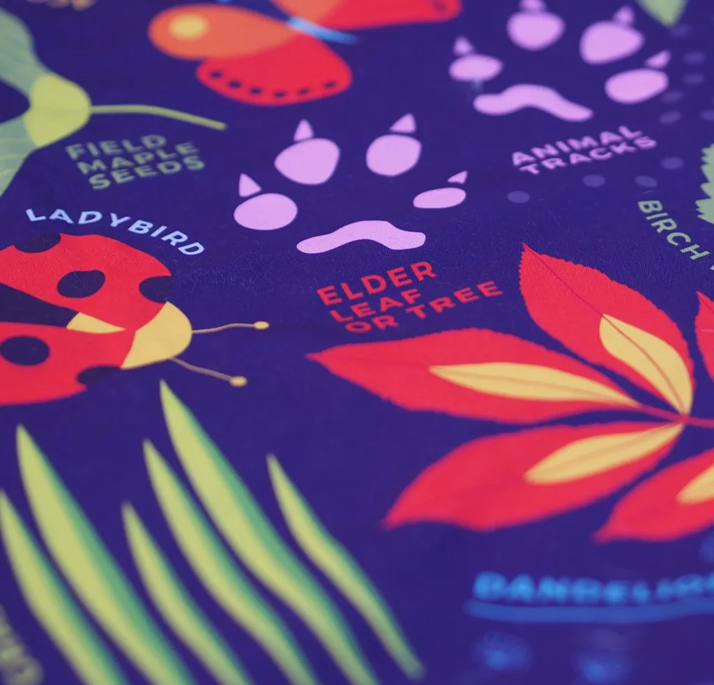 Nature Print, Waterproof Recycled Material Picnic Blanket, Family Size