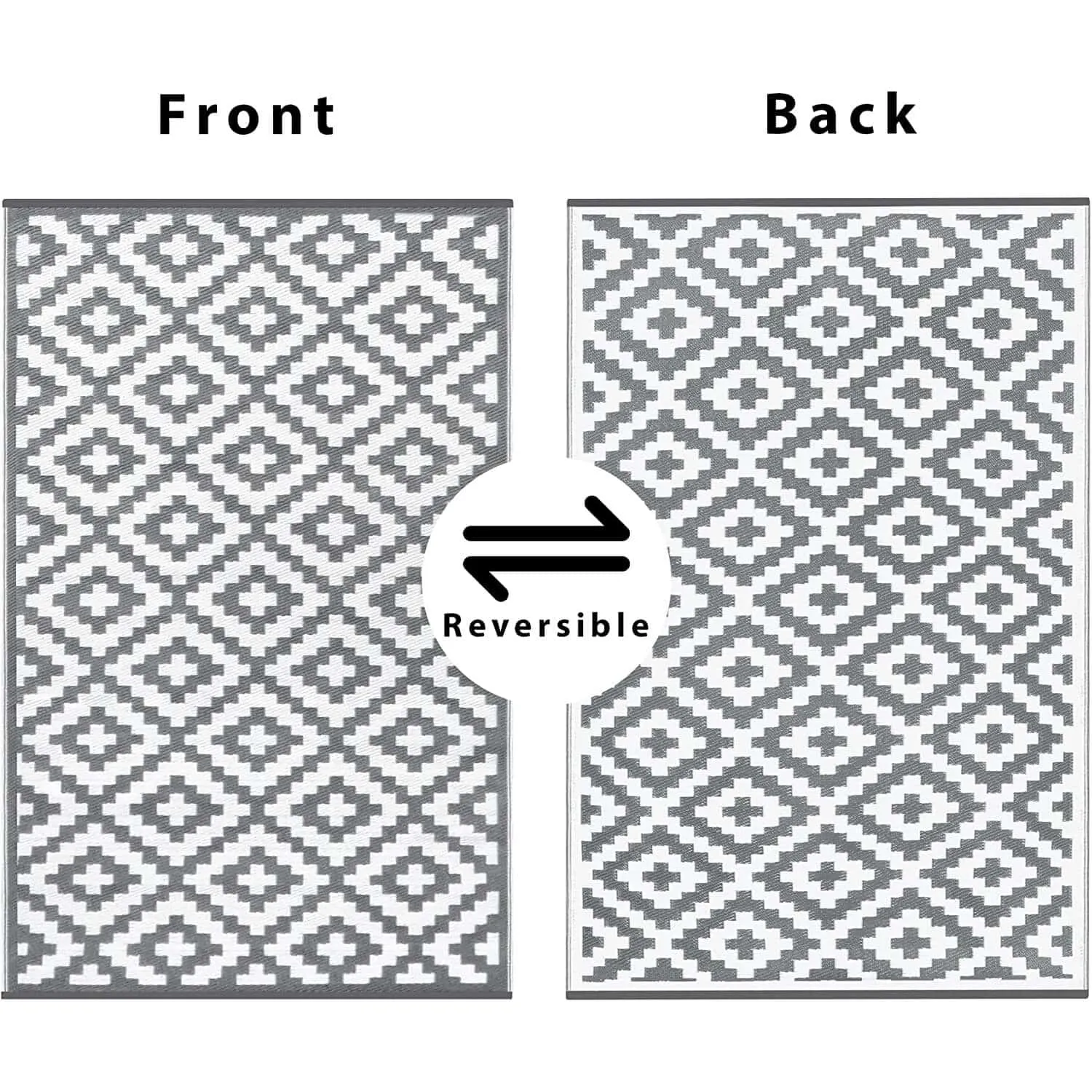 Outdoor Rug White Diamond Garden Mat Recycled Patio Balcony
