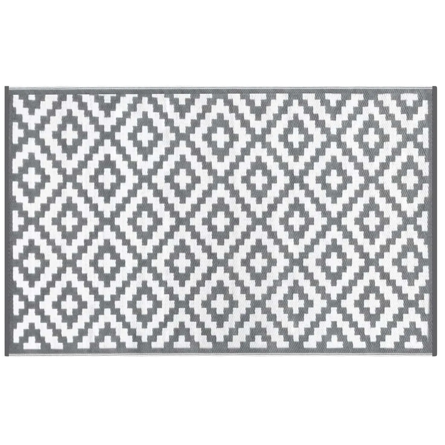 Outdoor Rug White Diamond Garden Mat Recycled Patio Balcony