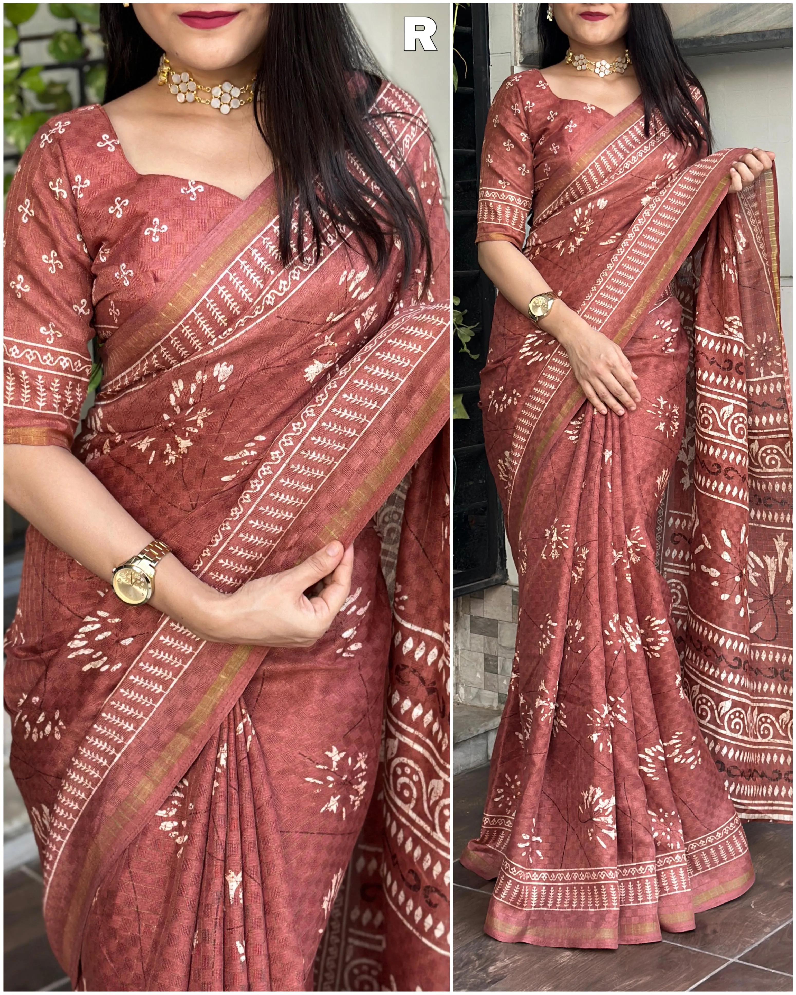 Party Wear Shivani Printed Cotton Jute Saree (699x6)