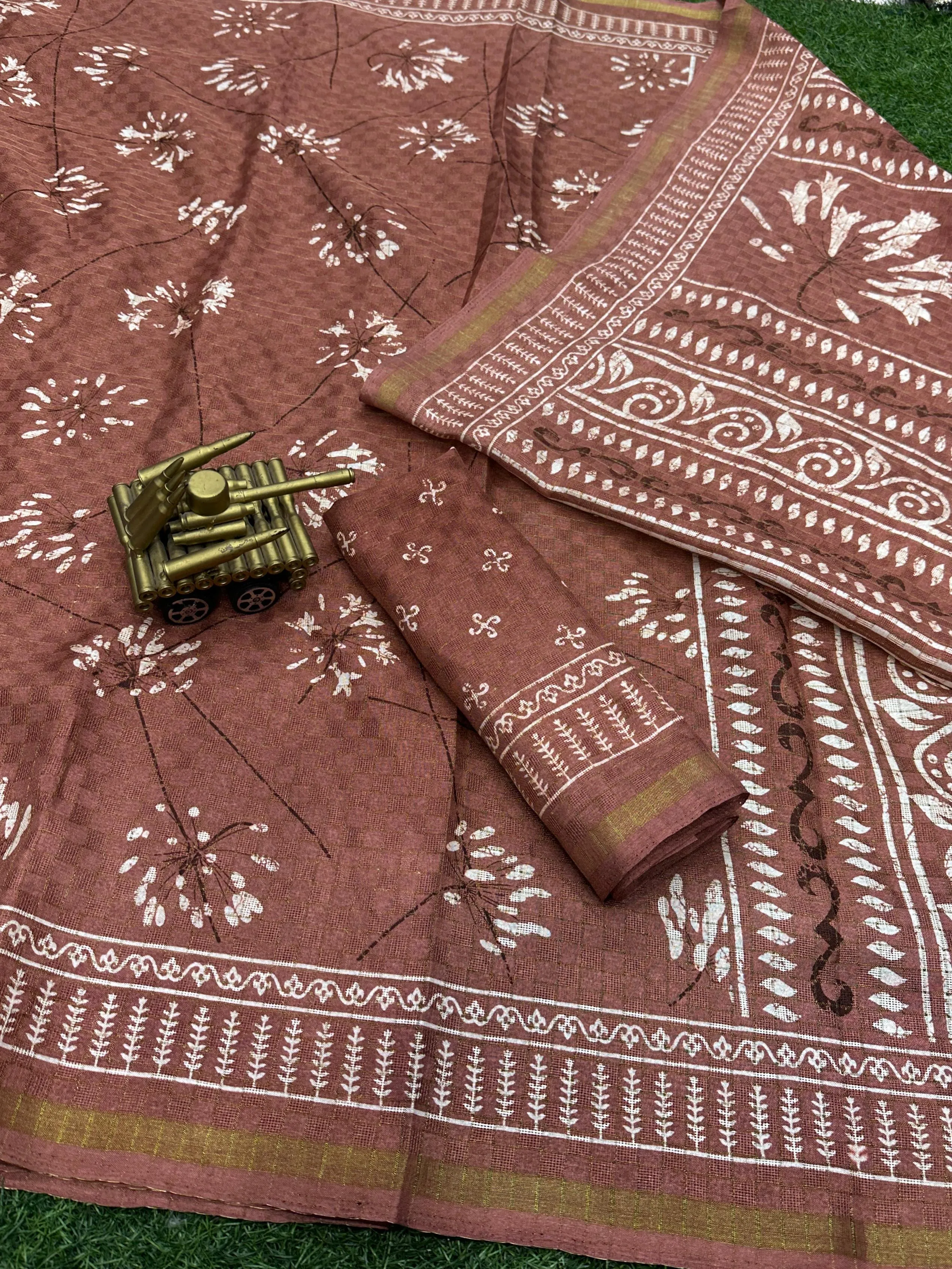 Party Wear Shivani Printed Cotton Jute Saree (699x6)