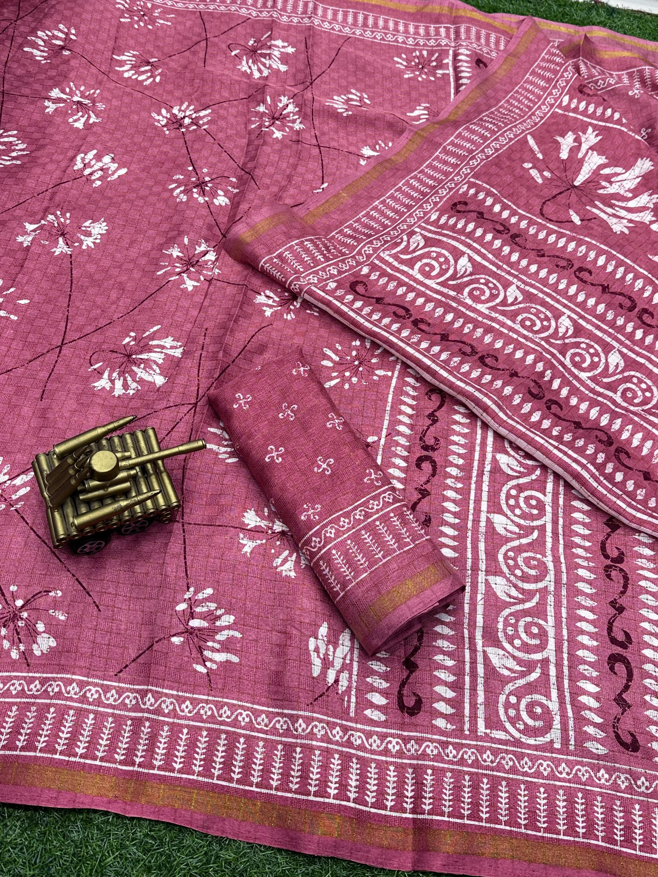 Party Wear Shivani Printed Cotton Jute Saree (699x6)
