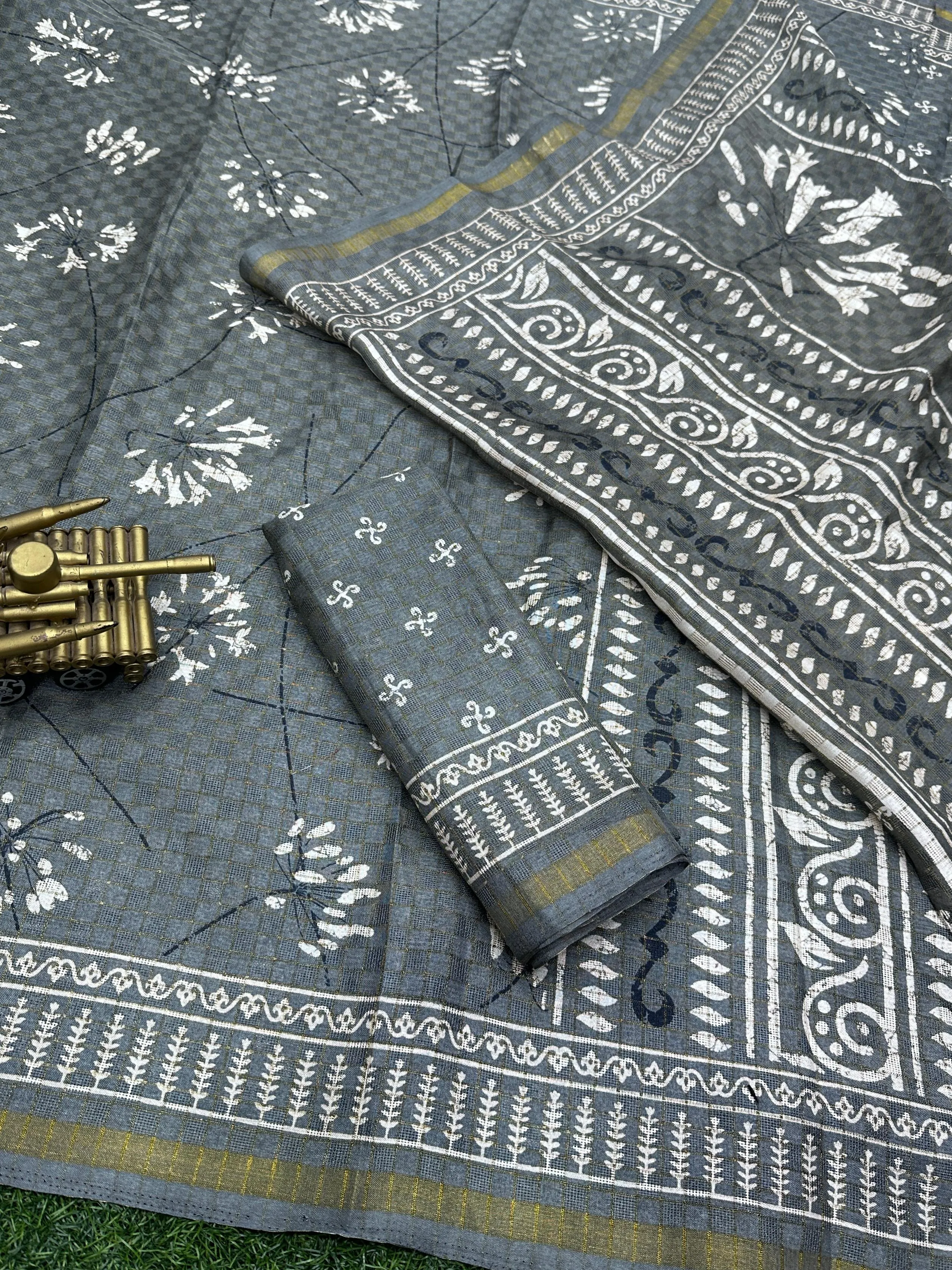 Party Wear Shivani Printed Cotton Jute Saree (699x6)