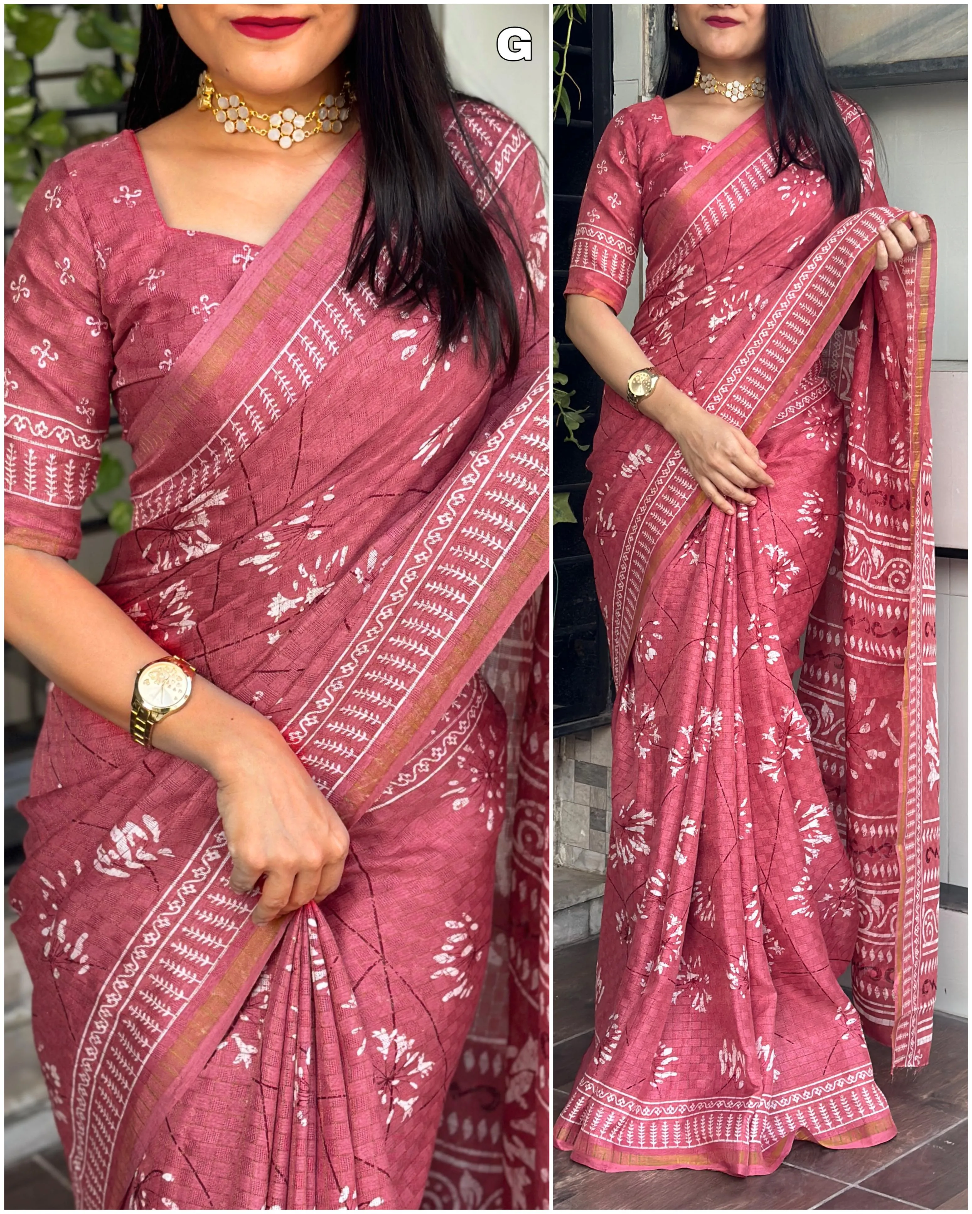 Party Wear Shivani Printed Cotton Jute Saree (699x6)