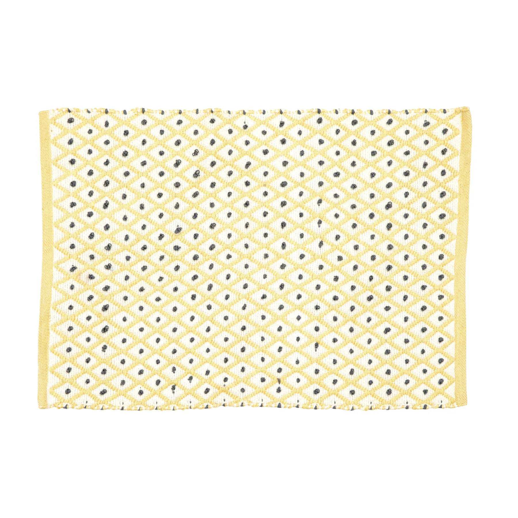 Rice DK Handmade Recycled Plastic Floor Mat with Yellow Harlequin Print