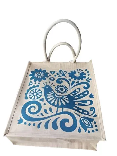 Scandinavian Bird Tote Jute Bag