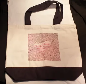 Tote Bag Beach Art Bone Pink Black
