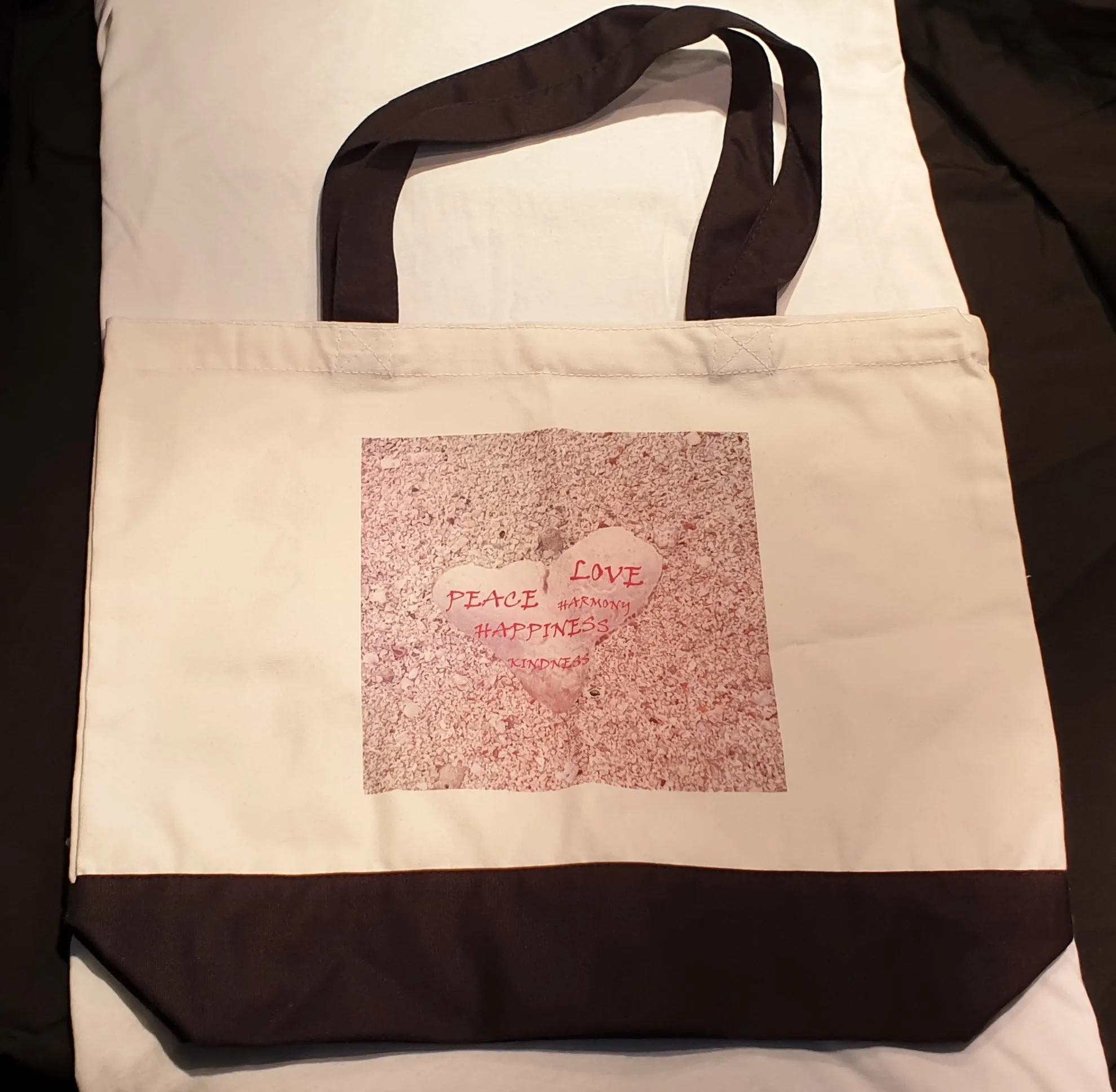 Tote Bag Beach Art Bone Pink Black
